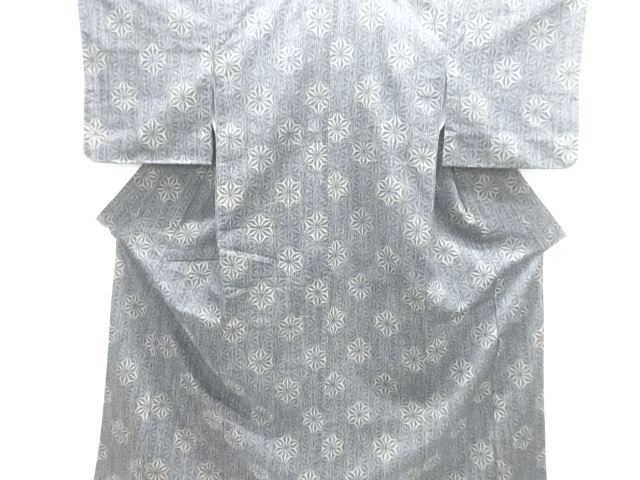 JAPANESE KIMONO / TSUMUGI / WOVEN ASANOHA PATTERN